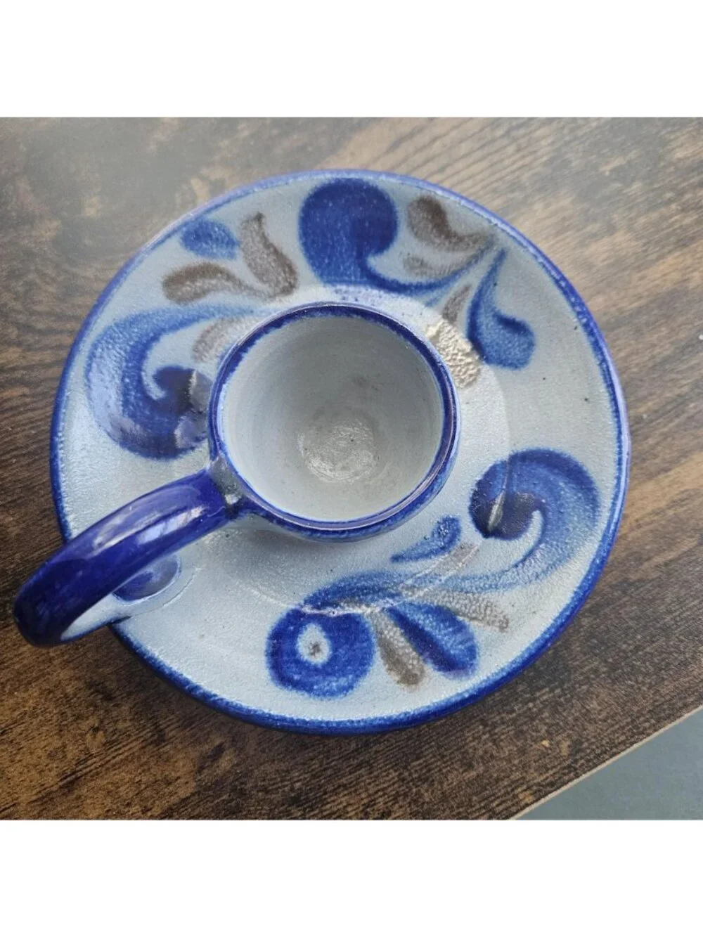 Vintage Salt Glaze Blue Chamber Candle Holder, Made in Germany
